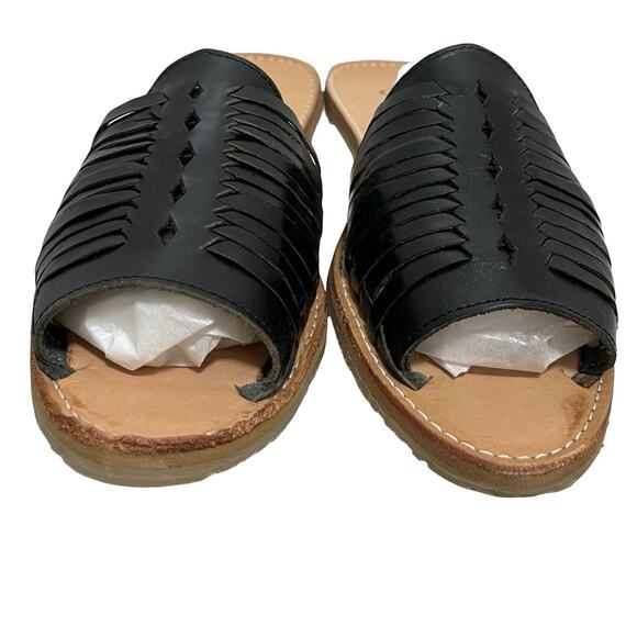 SBICCA Lawrin Leather Open Toe Slip On Sandal Womens US 7 Black Flat Slide NIB - Picture 6 of 8